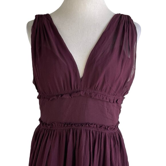 J Crew Silk Dress Size 6 Purple Chiffon Empire Waist Sleeveless Cocktail - Picture 2 of 5